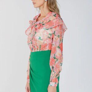 Beulah Style Floral Chiffon Blouse - Like New